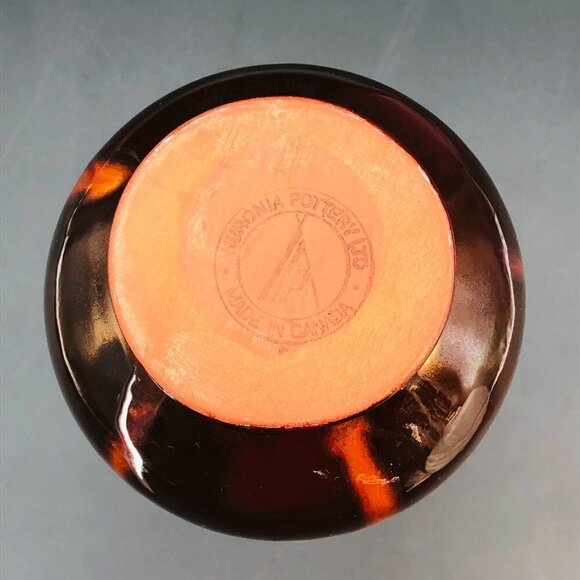 Huronia Pottery Vase Handmade Red Clay Artistic Vessel Brown Cream Glossy Glaze - Picture 5 of 10